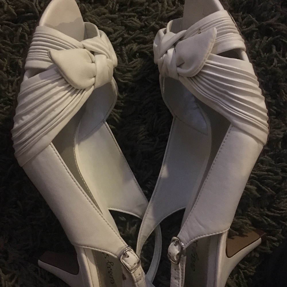 White leather sandals.